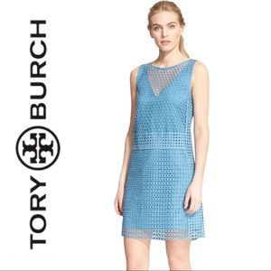Tory Burch Blue Crescent Guipure Lace Dress